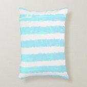 アイスブルーフェイクきらめく水カラーストライプパターン アクセントクッション (正面(垂直))
