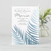 アイスブルーフォイルパーム葉ブライダルシャワー 招待状 (スタンド正面)