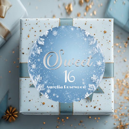 アイスブルーフロストフェアリーテイルウィンター雪スイート16シック ラウンドシール