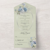 アイスブルーボヘミアの花オンザージグリーン オールインワン招待状 (内側)