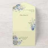 アイスブルーボヘミアの花淡い色のが黄色 オールインワン招待状 (外側)