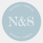 アイスブルーミニマリストとエレガントイニシャルウィッド ラウンドシール (正面)