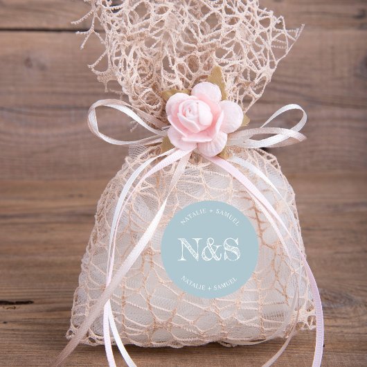 アイスブルーミニマリストとエレガントイニシャルウィッド ラウンドシール