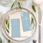 アイスブルーミニマリストはっきりしたイニシャル結婚式 プログラム