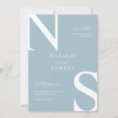 アイスブルーミニマルエレガントリスト&はっきりしたイニシャル結婚ズ 招待状 (正面)