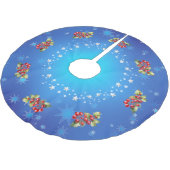 アイスブルーレッドベリー&スターズクリスマス ブラッシュドポリエステルツリースカート (アングル)