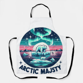 アイスブルーレトロ北極熊の威厳 エプロン