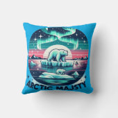 アイスブルーレトロ北極熊の威厳 クッション (裏面)