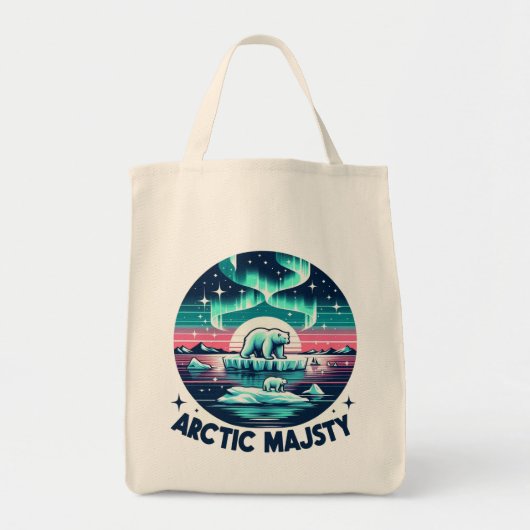 アイスブルーレトロ北極熊の威厳 トートバッグ (正面)
