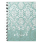 アイスブルーヴィンテージダマスクパターン(グランス仕上げ) ノートブック (正面)