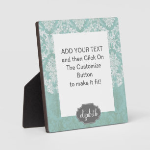 アイスブルーヴィンテージダマスクパターン（グランス仕上げ） フォトプラーク