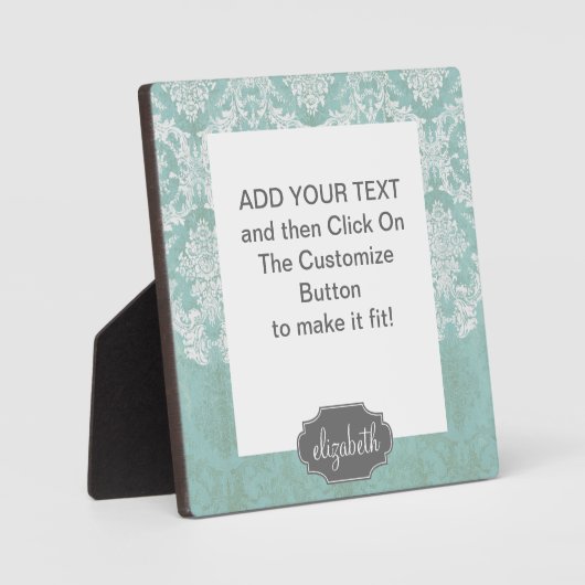 アイスブルーヴィンテージダマスクパターン（グランス仕上げ） フォトプラーク (正面)