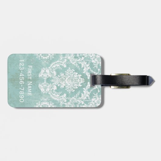 アイスブルーヴィンテージダマスクパターン(グランス仕上げ) ラゲッジタグ (裏面横)