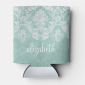 アイスブルーヴィンテージダマスクパターン（グランス仕上げ） 缶クーラー (正面)