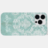 アイスブルーヴィンテージダマスクパターン(グランス仕上げ) Case-Mate iPhoneケース (裏面 (横))