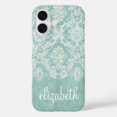 アイスブルーヴィンテージダマスクパターン（グランス仕上げ） Case-Mate iPhoneケース (裏面)