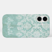 アイスブルーヴィンテージダマスクパターン（グランス仕上げ） Case-Mate iPhoneケース (裏面 (横))