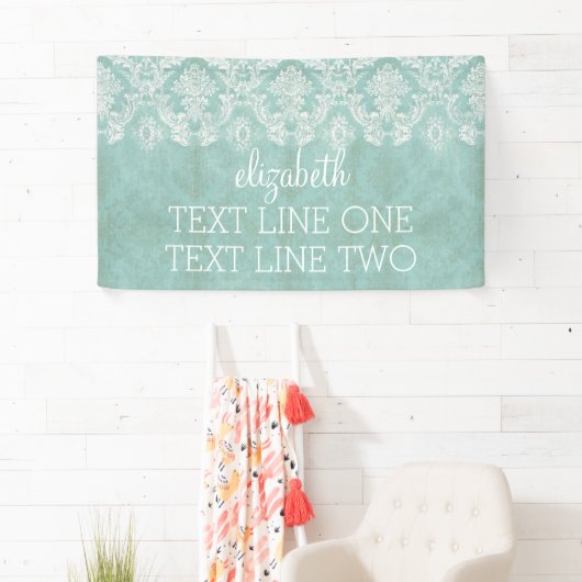 アイスブルーヴィンテージダマスクパターン – グレンジー仕上げ 横断幕 (インサイチュ)