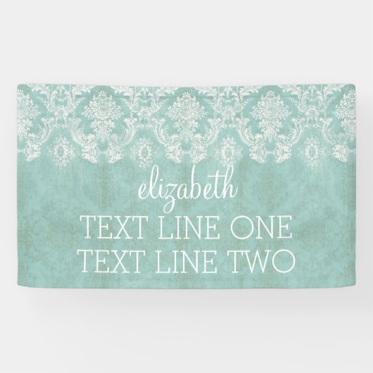 アイスブルーヴィンテージダマスクパターン – グレンジー仕上げ 横断幕 (横)