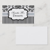 アイスブルー付き白黒ダマスク名刺 名刺 (正面/裏面)