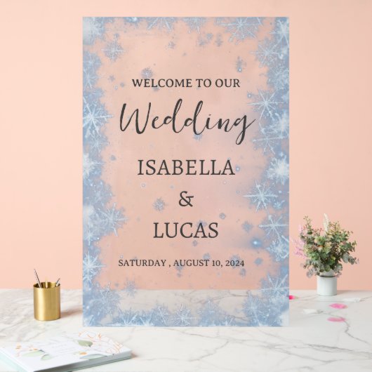アイスブルー冬クリスマスアクリル結婚のサイン アクリルサイン (ウェディング)