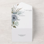 アイスブルー冬フローラQRコード オールインワン招待状 (外側)