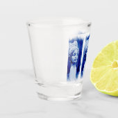 アイスブルー彫刻 ショットグラス (左)