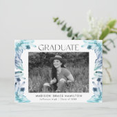 アイスブルー水彩水晶写真卒業パーティー 招待状 (スタンド正面)