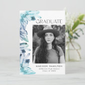 アイスブルー水彩結晶写真卒業 案内状 (スタンド正面)