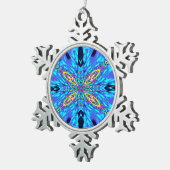 アイスブルー水 スノーフレークピューターオーナメント (右)