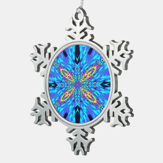 アイスブルー水 スノーフレークピューターオーナメント (右)