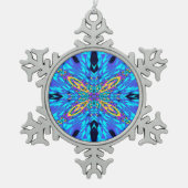 アイスブルー水 スノーフレークピューターオーナメント (正面)