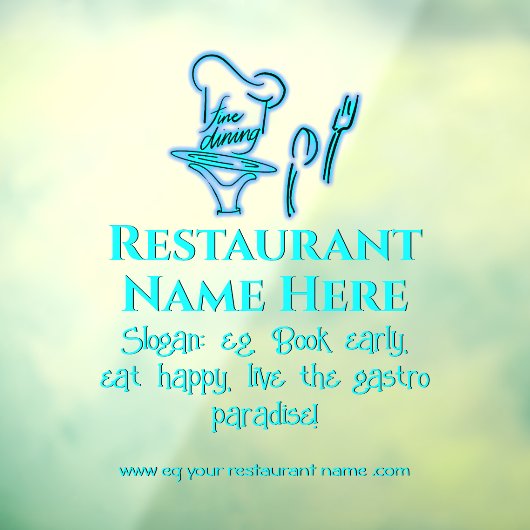 アイスブルー素晴らしダイニングレストランのロゴ ウィンドウサイン (シート3)