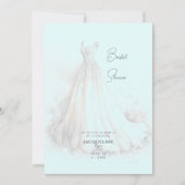 アイスブルー結婚ズドレスブライダルシャワー 招待状 (正面)
