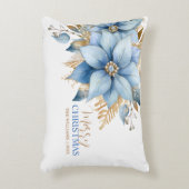 アイスブルー金ゴールドポインセチア花クリスマス アクセントクッション (正面(垂直))