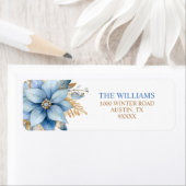 アイスブルー金ゴールドポインセチア花クリスマス ラベル (インサイチュ)