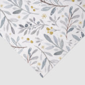 アイスブルー金ゴールド水色冬植物文様 薄葉紙 (詳細)