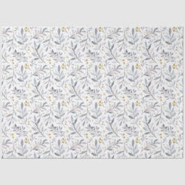 アイスブルー金ゴールド水色冬植物文様 薄葉紙