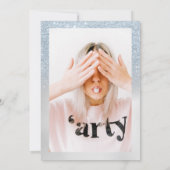 アイスブルー銀グリッターホログラフィックフォト甘い16 招待状 (裏面)