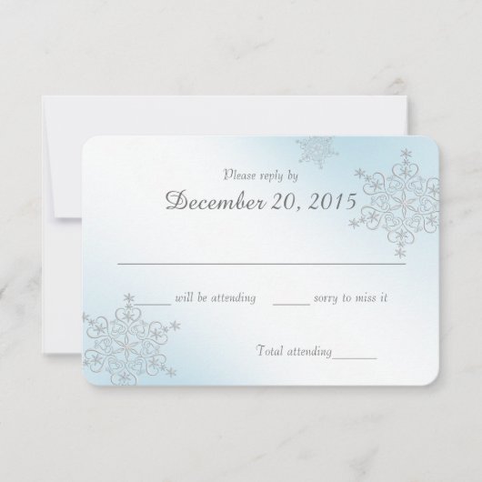 アイスブルー雪片の応答カード 出欠カード (正面)
