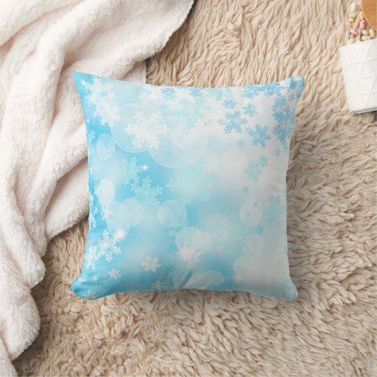 アイスブルー雪 クッション (ブランケット)