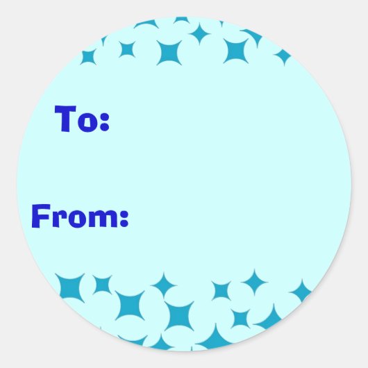 アイスブルー雪/星ステッカー。終了、ラベルから ラウンドシール (正面)