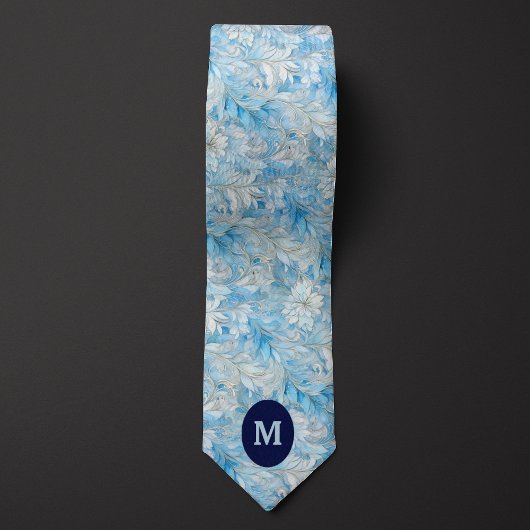 アイスブルー ウィンターボタニカル ネクタイ