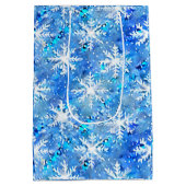 アイスブルー&ターコイズウィンタースノーフレーク ミディアムペーパーバッグ (裏面)