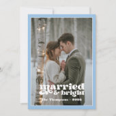 アイスブルー＆ホワイトの新婚夫婦のクリスマス シーズンカード (正面)