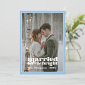 アイスブルー＆ホワイトの新婚夫婦のクリスマス シーズンカード (スタンド正面)