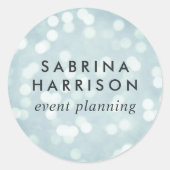 アイスブルー《写真》ぼけ味 |/パーソナライズされたビジネス名 ラウンドシール (正面)