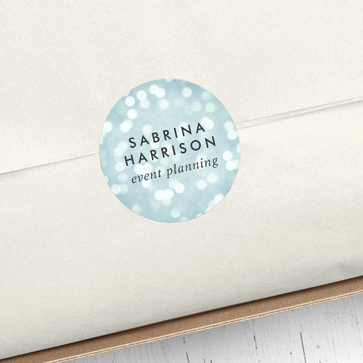 アイスブルー《写真》ぼけ味 |/パーソナライズされたビジネス名 ラウンドシール