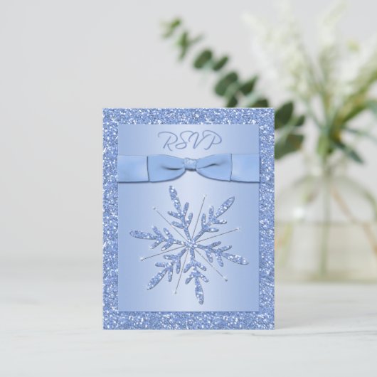 アイスブルー RSVP カード (スクエア招待には使用不可) (スタンド正面)