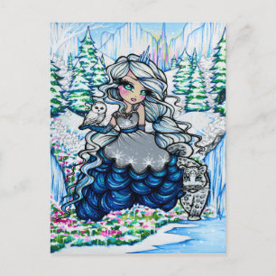 アイスプリンセスウィンタースノークイーンガールファンタジーアート ポストカード